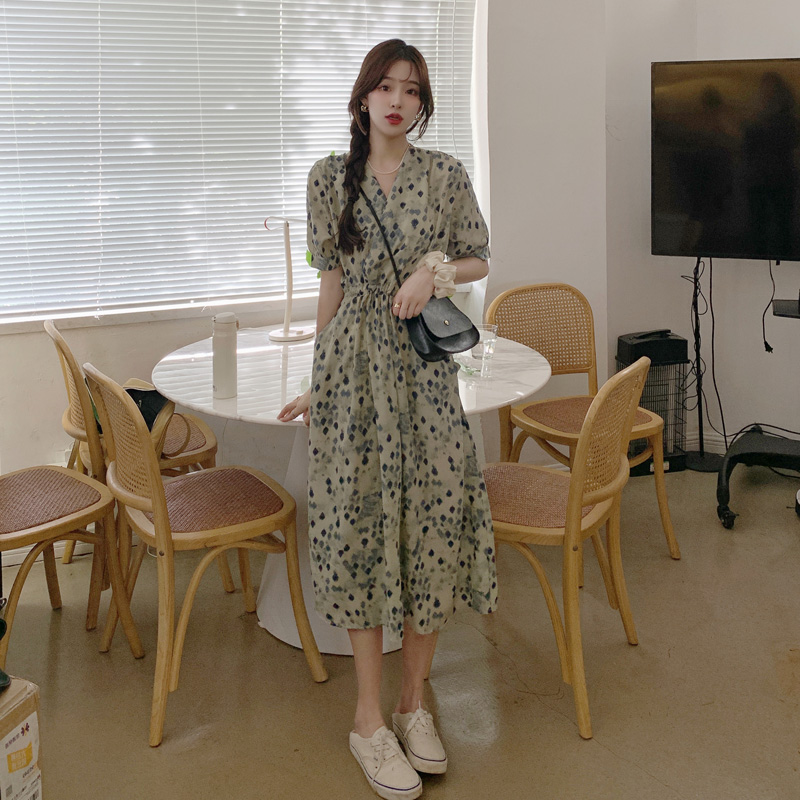 เดรสแขนสั้นมีไซส์L-4XLอก38-47นิ้ว