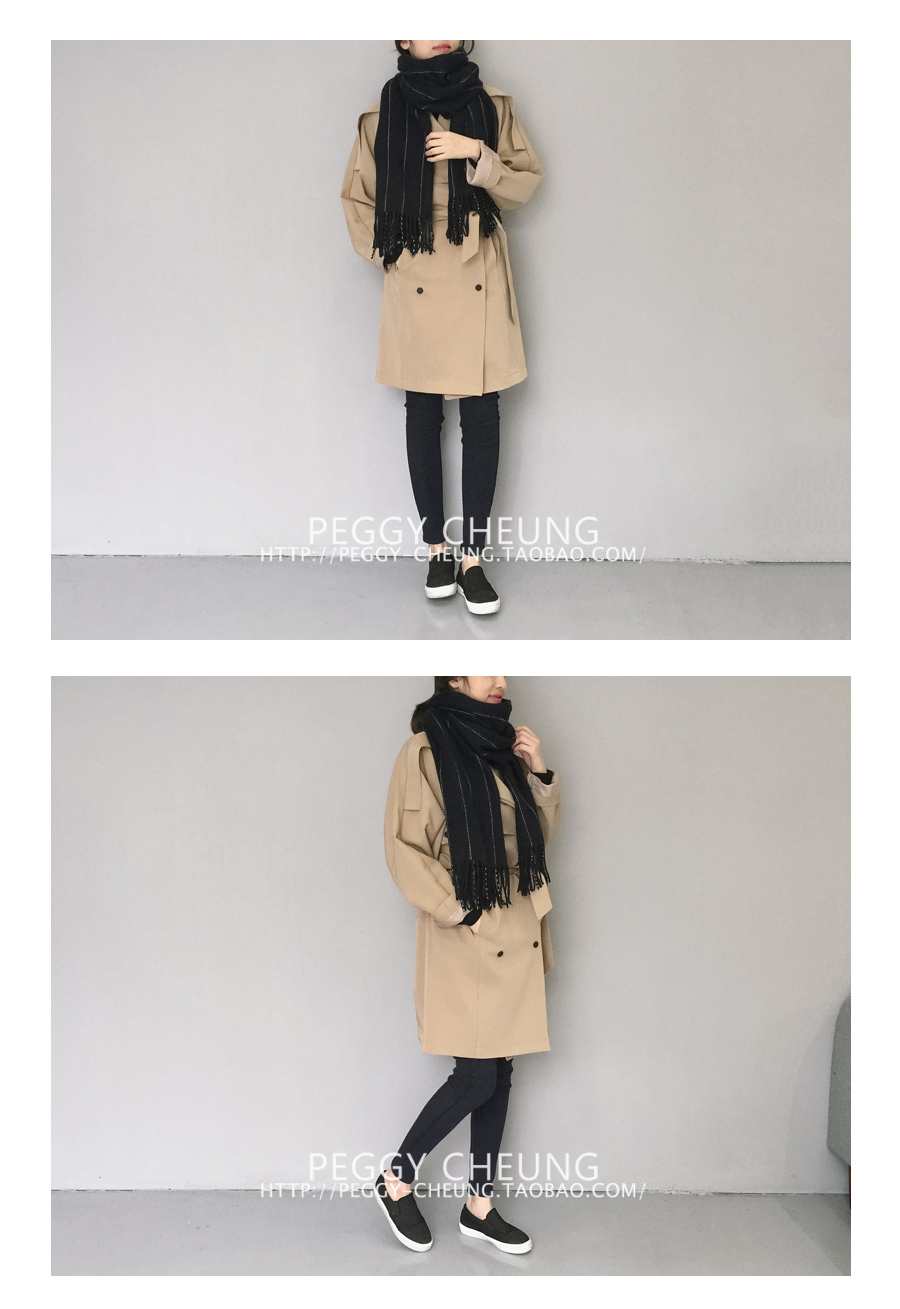 ผ้าพันคอกันหนาว ผ้าคลุมไหล่ วินเทจ สีดำ เข้าได้กับทุกชุด พร้อมส่ง black