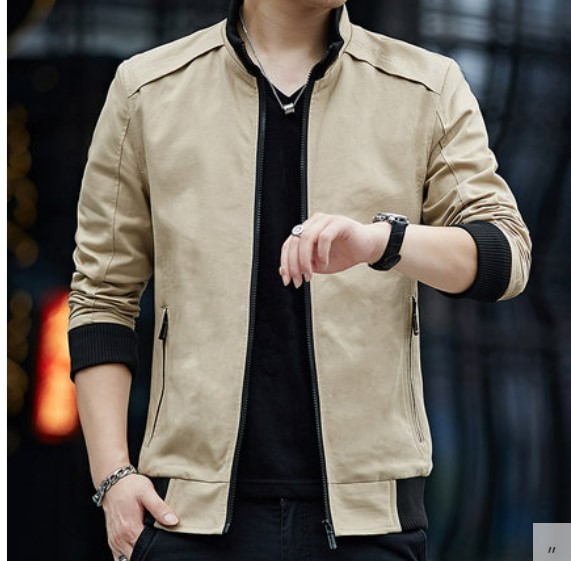 เสื้อ jacket ผู้ชาย ซิปหน้า แบบวัยรุ่น แบบเรียบ ๆ ดีไซน์ เท่ แขนจั้ม ใส่สวย ใส่เท่ เสื้อ jacket แบบเข้ารูป 632181