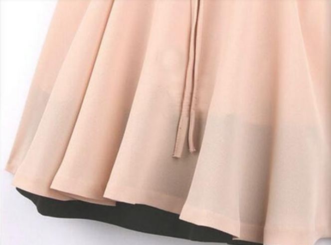 เดรส ผ้าชีฟอง สไตล์คุณหนู เดรสแขนกุด ใส่ออกงาน ใส่ทำงาน กระโปรงเหนือเข่า ออกแบบ กระโปรงระบาย 2 ชั้น ใส่สบาย สีกรมท่า 900621_1