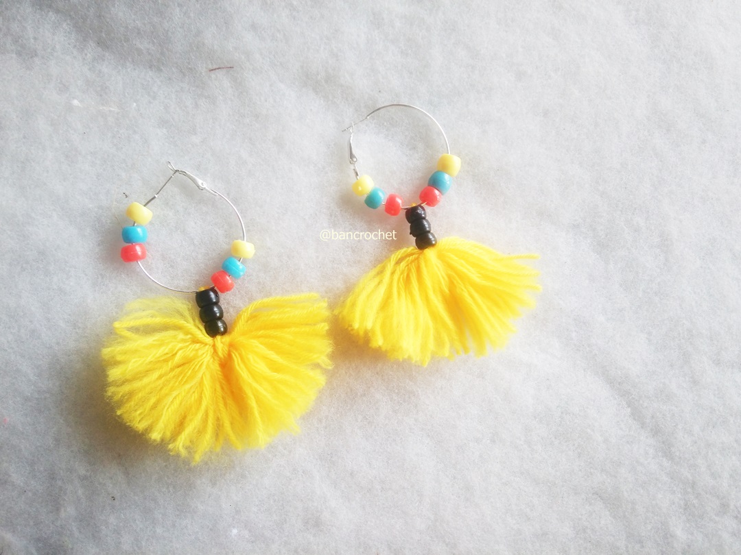 ต่างหูถักโครเชต์ crochet earrings หลากสี 5 นิ้ว