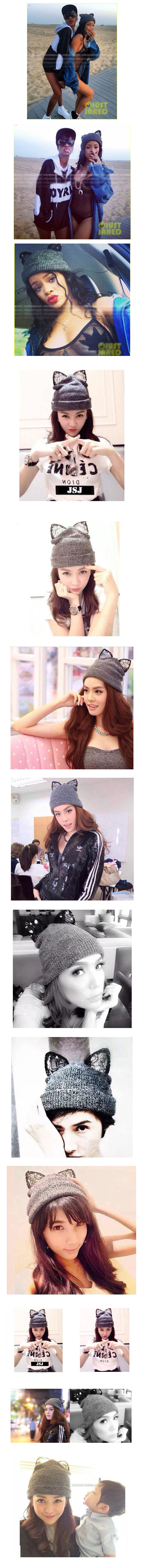 หมวกไหมพรม หูแมว ฮ๊อตมาก ดาราใส่กันเยอะ น่ารักกกกก