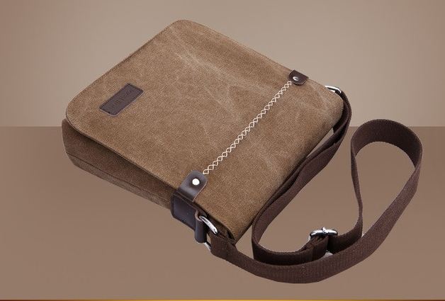 กระเป๋าสะพายข้าง กระเป๋า ผ้าแคนวาส ผ้ายีนส์ ผู้ชาย ใส่ของกระจุกกระจิก กระเป๋าสะพาย แนวตั้ง ใส่ Ipad ได้ แต่ง ตะเข็บ แบบเท่ ๆ มีดีไซน์ 713125