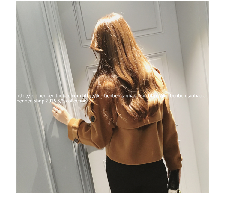 เสื้อโค้ท jacket ตัวสั้น สีน้ำตาล ผ้าสักกะหลาด ไม่หนา ทรงสวย ใส่คลุมเก๋ๆ น้ำตาล