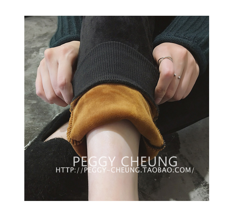 กางเกงขายาวผ้าขนกันหนาว สีดำ ขนสั้นทั้งด้านในและด้านนอก อุ่นและนุ่มมากๆๆๆๆ ทรงสวย black