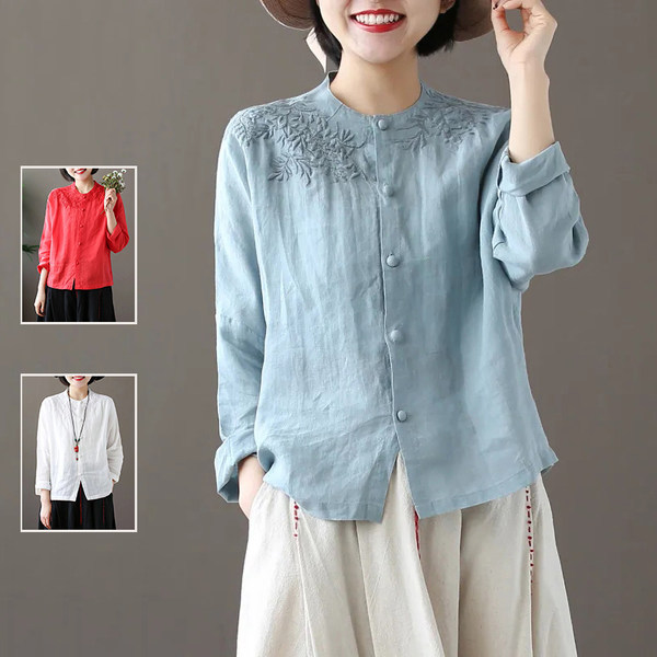 เสื้อลินิน เสื้อผ้าฝ้ายลินิน เสื้อเชิ้ตผ้าลินิน