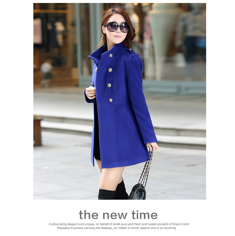 เสื้อโค้ทตัวยาว ทรงสวย ใส่คลุมเป็นเดรสสั้นได้เลย สีน้ำเงิน พร้อมส่งจ้า น้ำเงิน