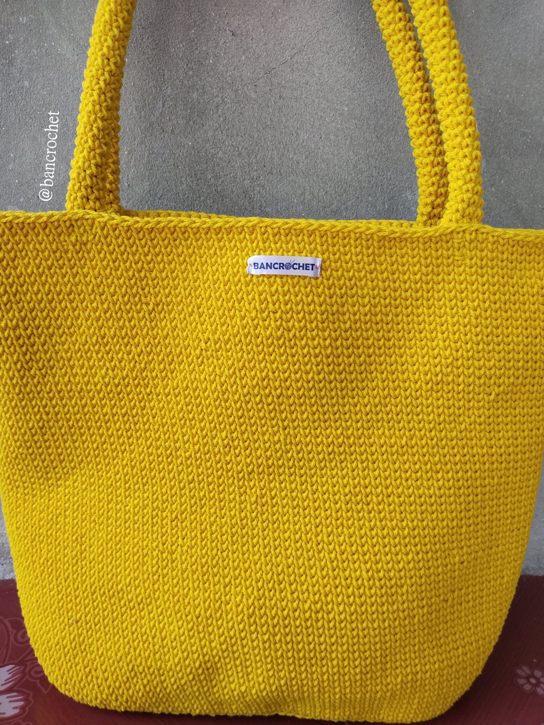 Bancrochet กระเป๋าถักโครเชต์ crochet bag เหลือง 29*32*9*สาย 24 cm