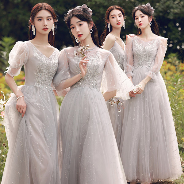 ชุดเพื่อนเจ้าสาว ชุดไปงานแต่งงาน ชุดเพื่อนเจ้าสาวสีเทา