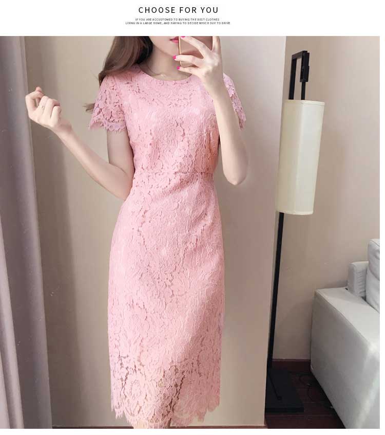 Dress4495 เดรสลูกไม้ทรงเข้ารูป ซิปหลังใส่ง่าย มีซับในอย่างดีทั้งชุด ผ้าลูกไม้คอตตอนเนื้อดีหนาสวย งานดีทรงดีลายสวย เรียบหรูดูแพงสุด ใส่ทำงาน/ใส่ออกงานได้