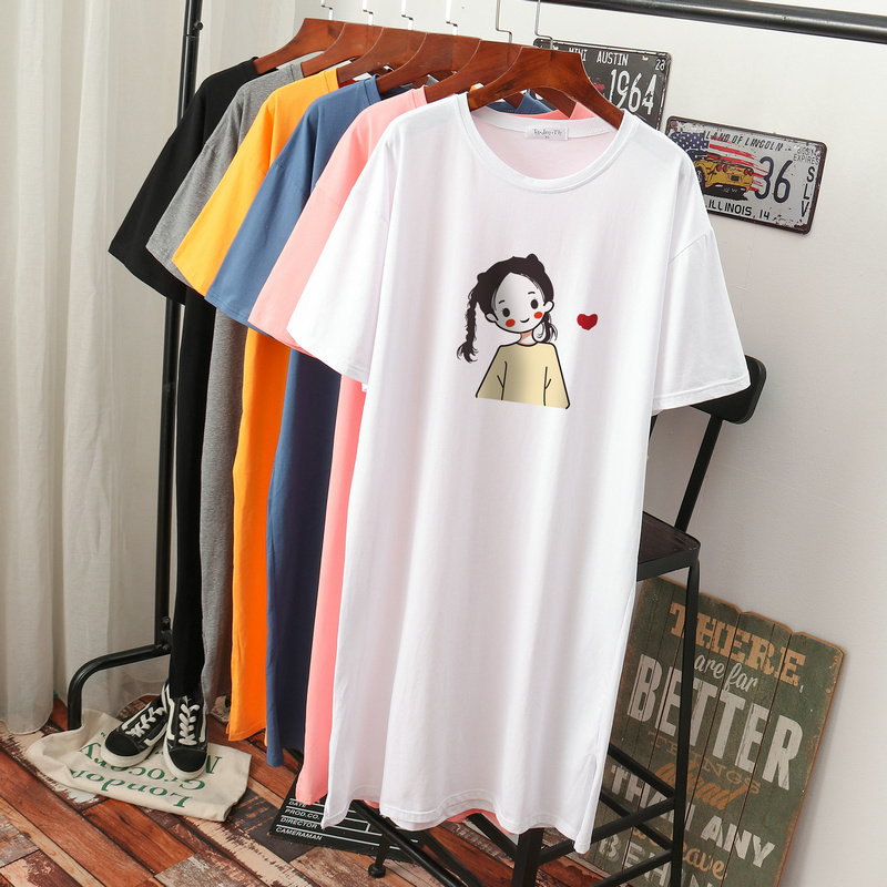 เดรสสไตล์เสื้อยืด S-3XL(อกเสื้อยืด 43- 51 นิ้ว)ใส่สบายๆอยู่บ้าน ใส่นอน