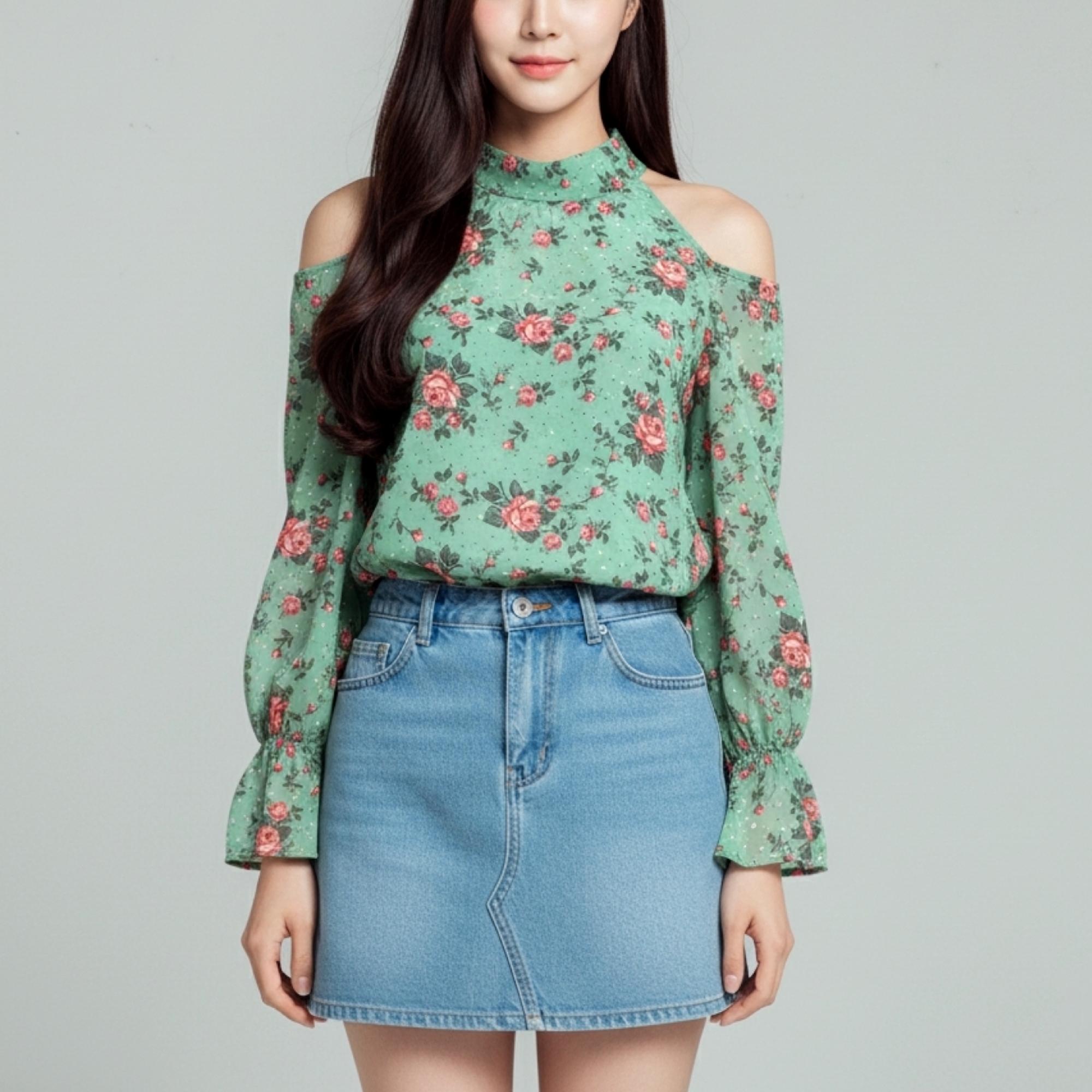 🌷 Blouse4012 เสื้อชีฟองแขนยาวเว้าไหล่ลายดอกไม้ ผ้าชีฟองเนื้อนุ่มละมุน พริ้วสวยให้ลุคหวานอ่อนโยนสุดๆ