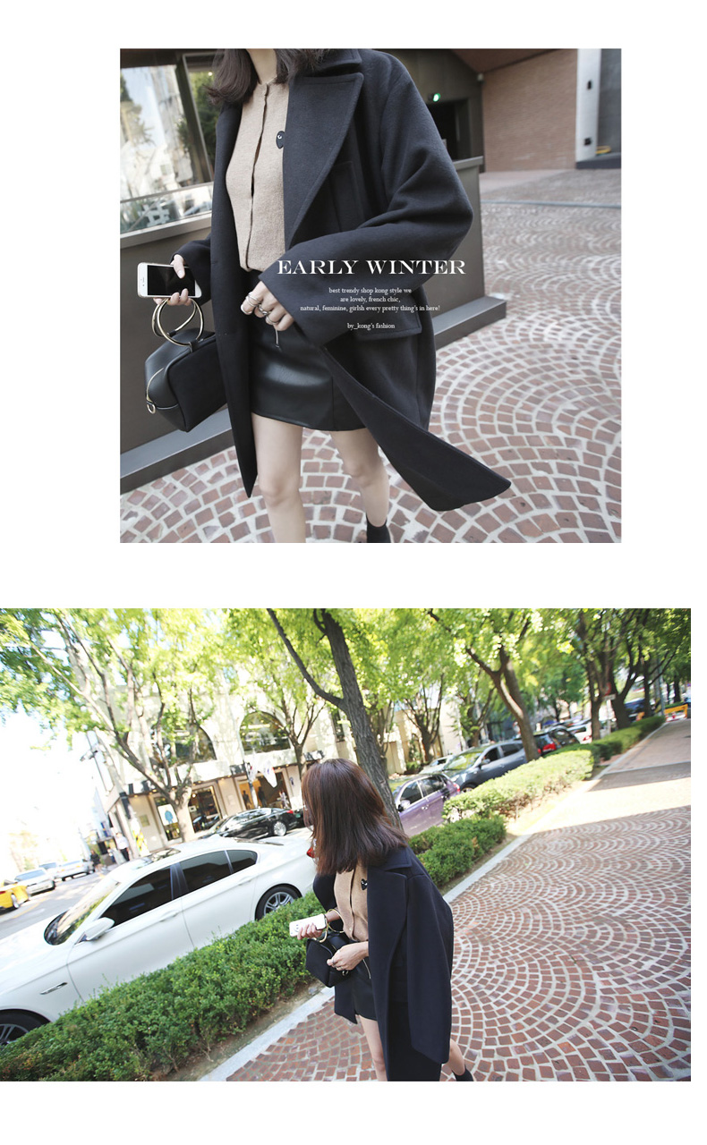 OverCoat เสื้อโค้ทกันหนาว สไตล์เกาหลี แต่งสายคาดหลัง ทรงโคล่ง ผ้าวูลผสมเนื้อดี บุซับในกันลม พร้อมส่ง กรมท่า