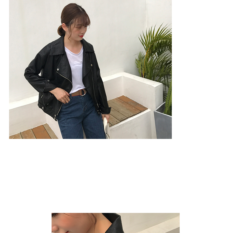 แจ็คเก็ตหนัง ทรงสวย งานคุณภาพดี เก๋ไก๋ พร้อมส่งเลยจ้า black