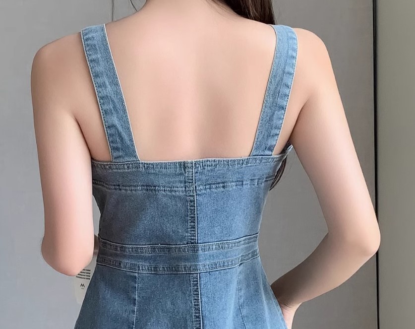 เดรสกระโปรงยีนส์ สายเดี่ยว แบบเอี้ยม น่ารัก ๆ เดรสกระโปรงยาว แฟชั่นยีนส์ ใส่สวย ใส่เที่ยวเก๋ ๆ 245304