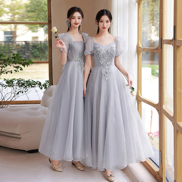 ชุดเพื่อนเจ้าสาวสีเทา ชุดเพื่อนเจ้าสาว ชุดไปงานแต่งงาน