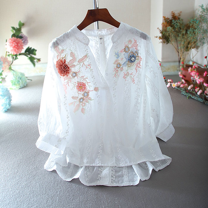 เสื้อลินิน เสื้อผ้าฝ้ายลินิน เสื้อเชิ้ตผ้าลินิน ปักลายสวยๆด้วยด้าย สไตล์VINTAGE BY Dreamroom
