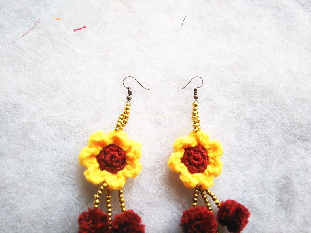 ต่างหูถักโครเชต์ crochet earrings หลากสี 4-6 นิ้ว