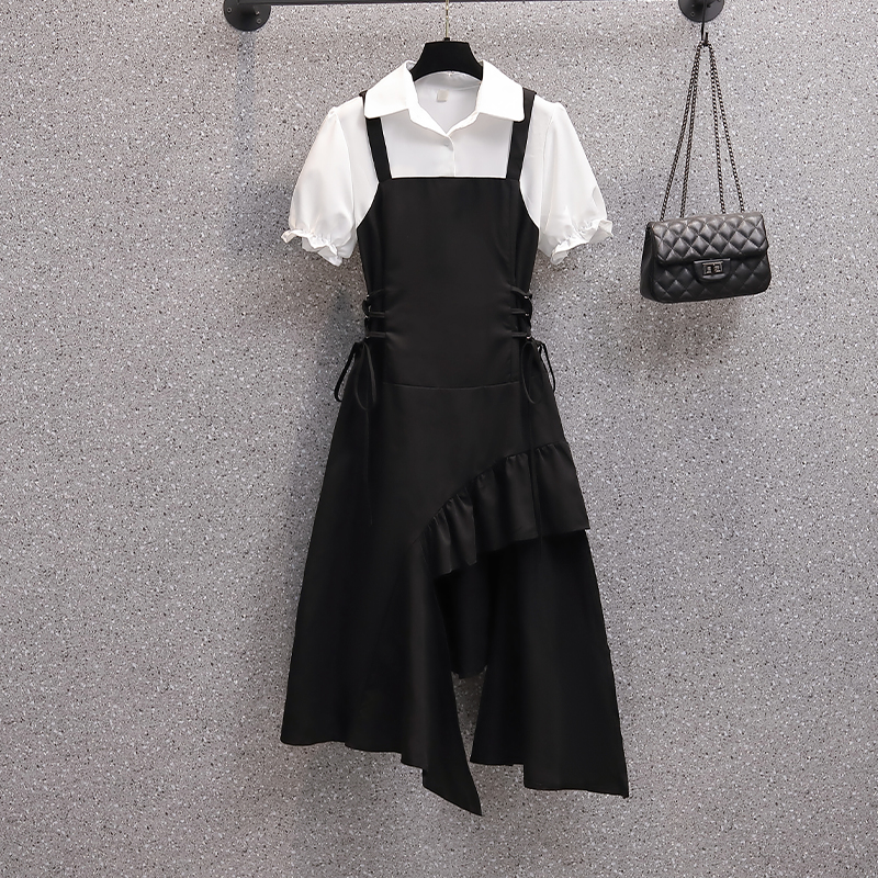 เดรสคนอ้วน เดรสสาวอวบ ชุดเดรสคนอ้วนวัยรุ่นแขนสั้น BY PLUS SIZE Girl