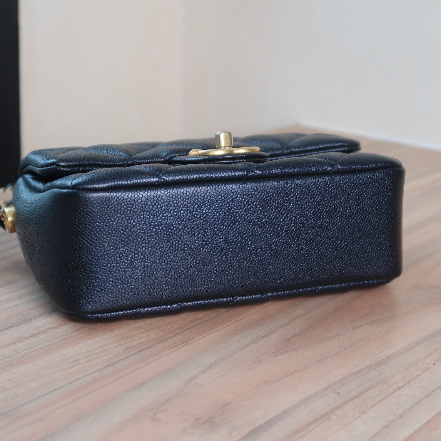 Chanel Black Caviar Mini 7" Adjustable Strap GHW