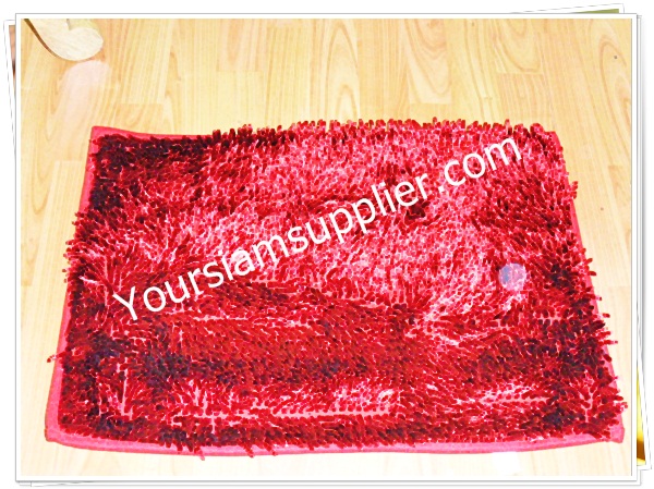 พรมเช็ดเท้า ไมโครไฟเบอร์ 40*60 cm สีแดง รุ่นมันวาว