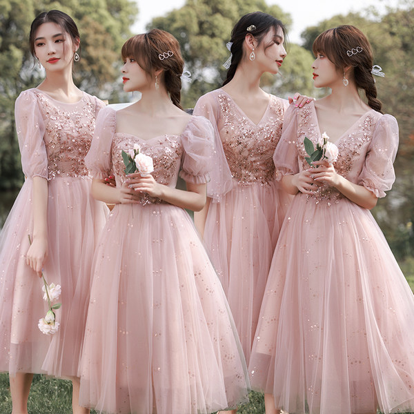 ชุดเพื่อนเจ้าสาว ชุดไปงานแต่งงาน ชุดเพื่อนเจ้าสาวสีชมพู