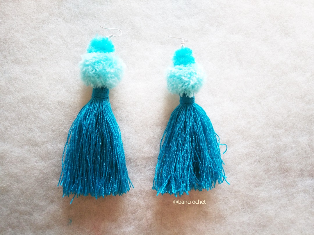 ต่างหูถักโครเชต์ crochet earrings หลากสี 5 นิ้ว