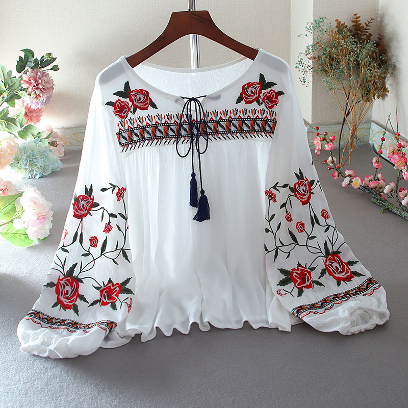 เสื้อลินิน เสื้อผ้าฝ้ายลินิน เสื้อเชิ้ตผ้าลินิน ปักลายสวยๆด้วยด้าย สไตล์VINTAGE