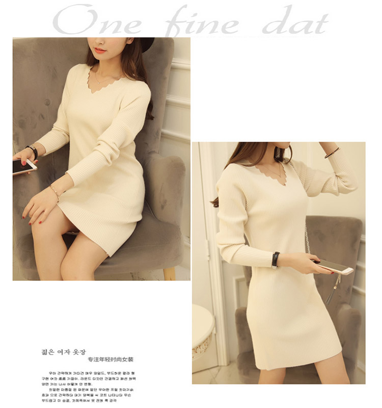 เสื้อไหมพรม ตัวยาว ผ้าร่อง คอวี พร้อมส่ง