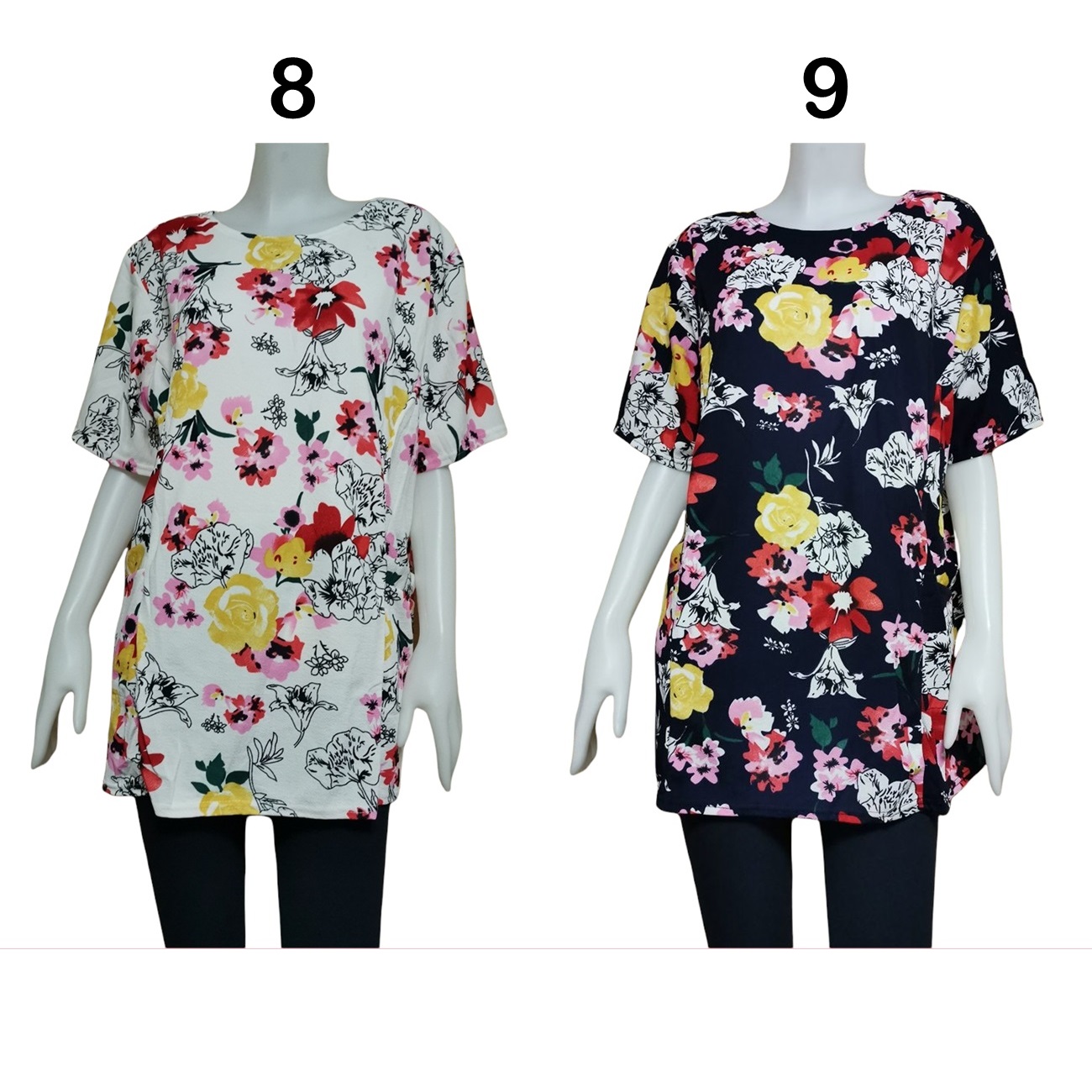 Blouse3764 เสื้อแฟชั่นไซส์ใหญ่ตัวยาวทรงปล่อยลายดอกไม้ กระเป๋าหน้า ผ้าวูลเวฟ(ผ้าหนังไก่)เนื้อดีหนานิ่มมีน้ำหนักยืดขยายได้เยอะใส่สบายสุด งานดีทรงสวย ทรงนี้ใส่ได้เรื่อยๆ งานสวยแมทช์กับอะไรก็เข้า มีหลายสีหลายลาย