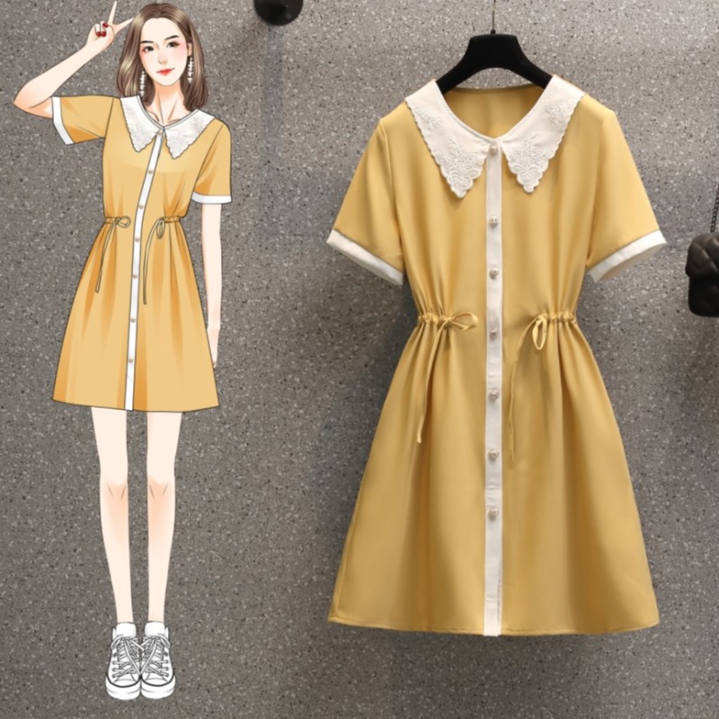 เดรสแขนสั้น มีไซส์ L-4XLอก 38-47 นิ้ว ใส่ได้ทั้งสาวหุ่นดีน่ารักจนถึงสาวอวบพลัสไซส์