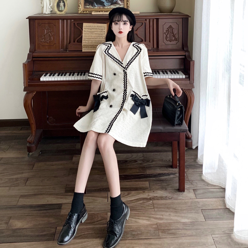 เดรสแขนสั้น มีไซส์ L-4XLอก 38-47 นิ้ว ใส่ได้ทั้งสาวหุ่นดีน่ารักจนถึงสาวอวบพลัสไซส์