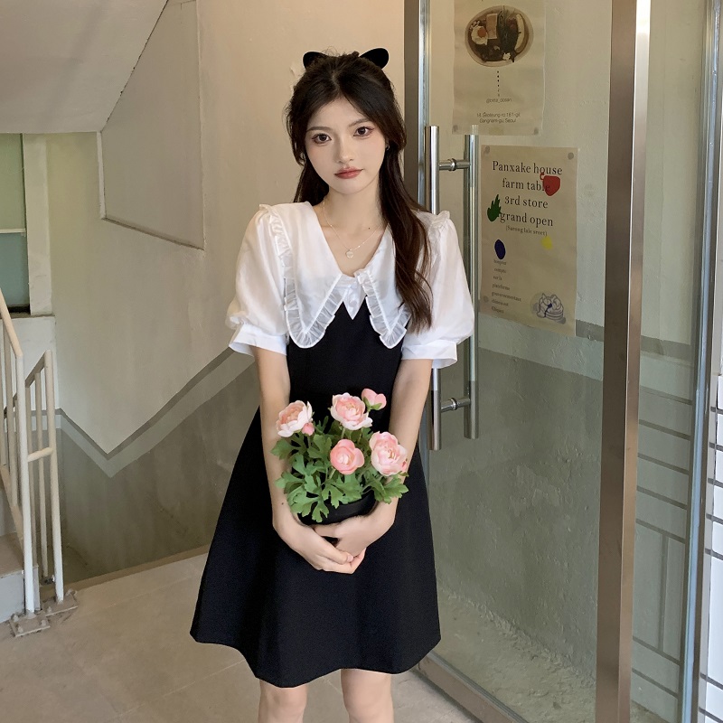 เดรสแขนสั้น มีไซส์ L-4XLอก 38-47 นิ้ว ใส่ได้ทั้งสาวหุ่นดีน่ารักจนถึงสาวอวบพลัสไซส์