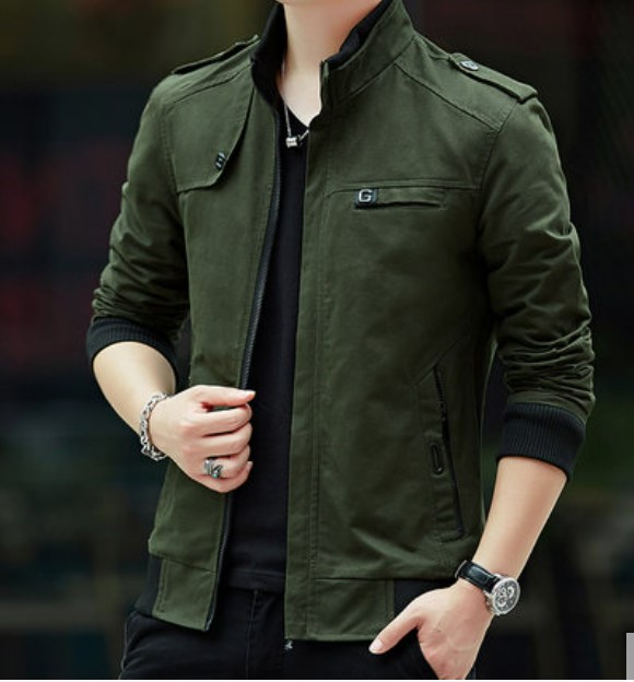 เสื้อ Jacket ผู้ชาย แบบเท่ ๆ ผ้า 2 ชั้น ใส่กันลม กันหนาว เสื้อ jacket แบบมีกระเป๋าหน้า ทรง สวย 63218