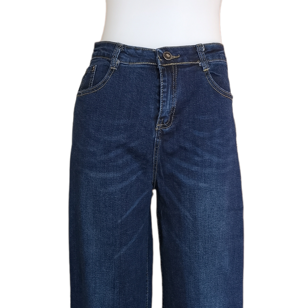 Jeans348 กางเกงยีนส์ขายาวทรงขากระบอกใหญ่เอวสูงสียีนส์เข้ม แฟชั่นนำเข้าเกรดพรีเมียม ผ้ายีนส์แท้เนื้อนุ่มน่าใส่ทรงสวยงานดี แมทช์กับอะไรก็เข้า
