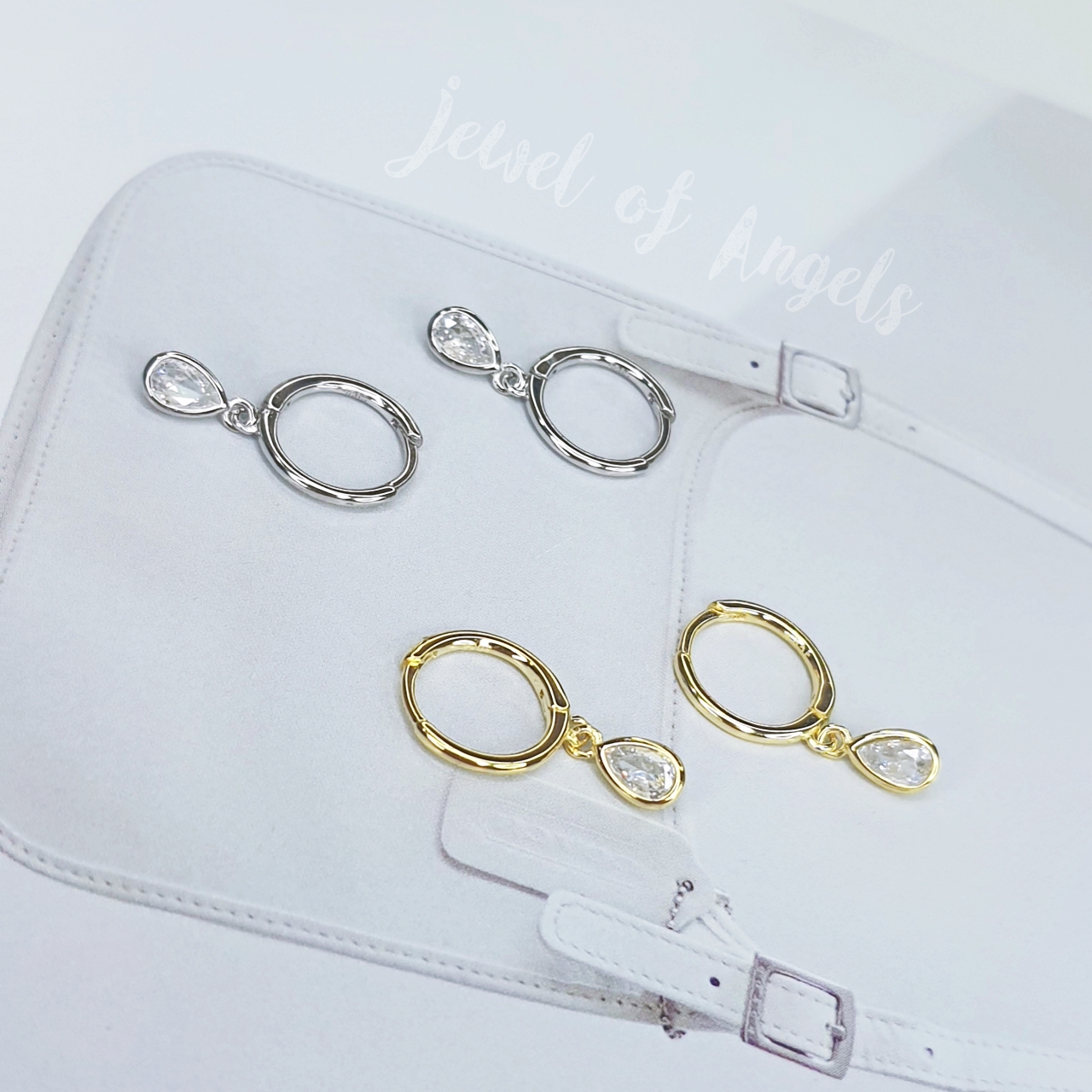ต่างหูห่วงเงินแท้ S925 รุ่น Mist ต่างหูห่วงเล็ก เพชรCZรูปหยดน้ำ สีเงิน สีทอง Silver925