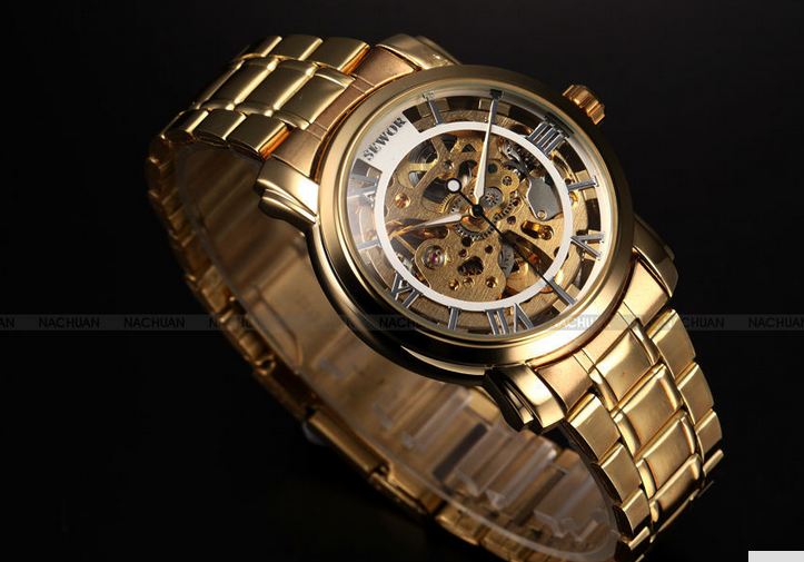 นาฬิกาข้อมือ โชว์กลไก Mechanical watch นาฬิกาข้อมือผู้ชาย สาย Stainless สีทอง หรูหรา มีระดับ หน้าปัด 3 สไตล์ ของขวัญให้คนพิเศษ สุดหรู 869674