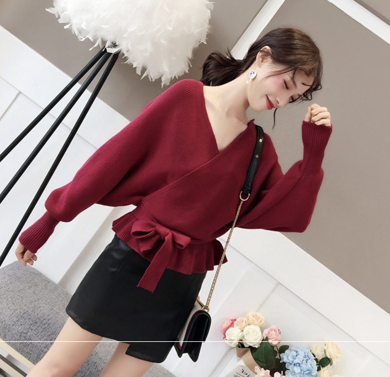 เสื้อไหมพรม ทรงสวย เซ็กซี่ โชว์แผ่นหลัง จั๊มเอว พร้อมส่ง