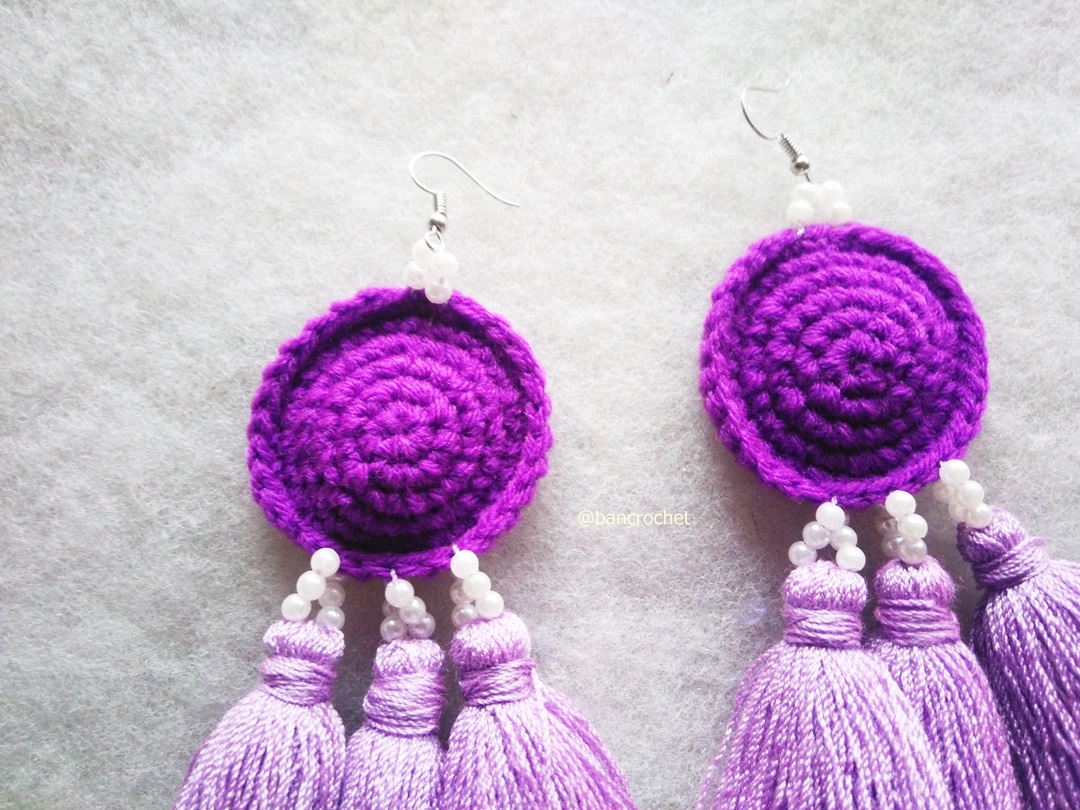 ต่างหูถักโครเชต์ crochet earrings หลากสี 5 นิ้ว