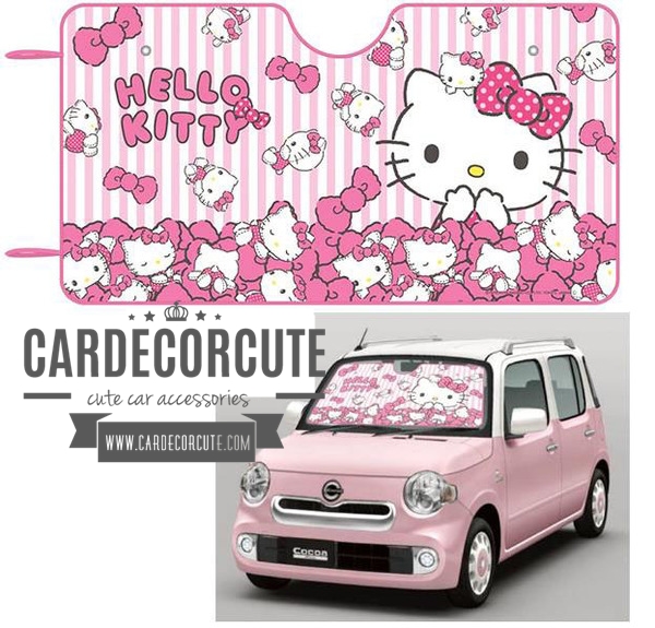 ( สินค้าใหม่ ) HELLO KITTY - แผ่นบังแดดหน้ารถยนต์