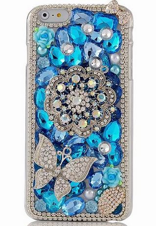 เคส iphone 6 Plus ขนาด 5.5 นิ้ว เคสคริสตัล Rhinestone เคสหรู เคสเว่อร์ ๆ ธีม สีฟ้า ติดคริสตัล เม็ดใหญ่ เล็ก สลับกัน ติดเพชร คริสตัล เคสไฮโซ 927645