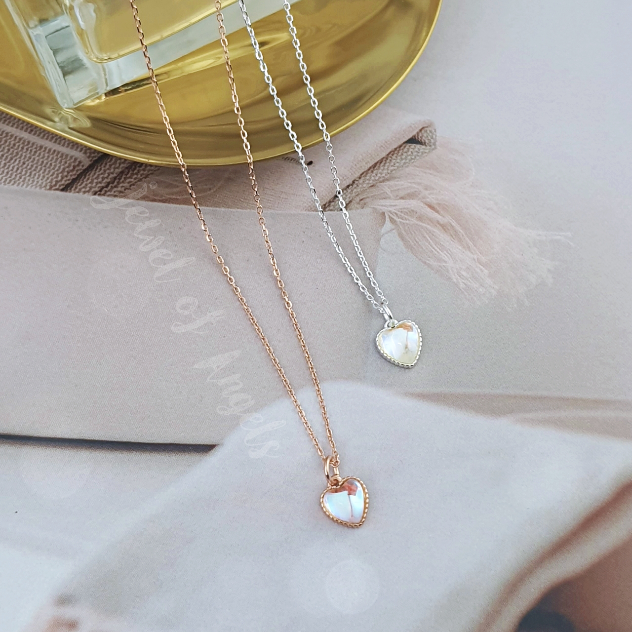 สร้อยคอสั้นเงินแท้ S925 รุ่น Eternal สร้อยลายโซ่ จี้หัวใจมูนสโตน Moonstone สร้อยคอแฟชั่น Silver925