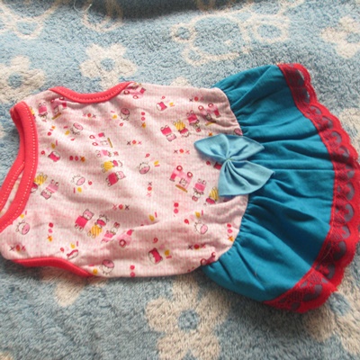 เสื้อน้องหมา-น้องแมวกระโปรงผ้ายืด คอ9" ยาว10" #444-012
