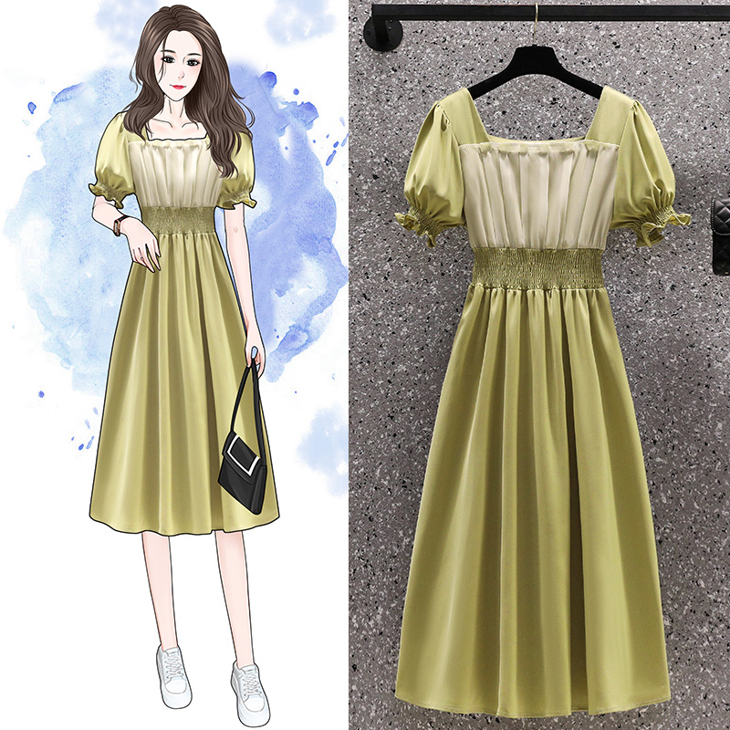 เดรสคนอ้วน เดรสสาวอวบ ชุดเดรสคนอ้วนวัยรุ่นแขนสั้น BY PLUS SIZE Girl