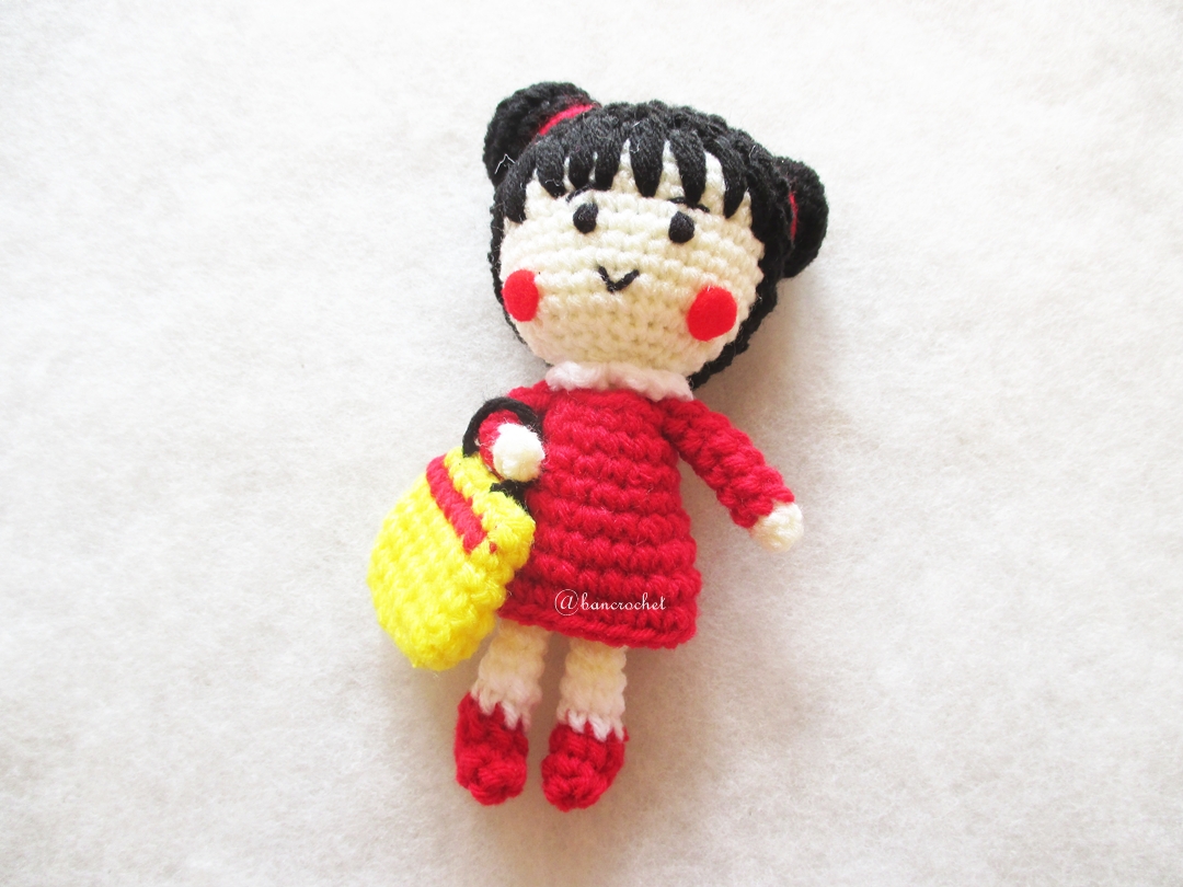 พวงกุญแจมารูโกะถักไหมพรม ขนาด 4 นิ้ว maroko crochet keychain 4 inch