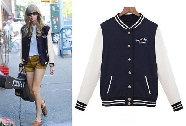 เสื้อ แจ็คเก็ต ผู้หญิง สไตล์ เสื้อ เบสบอล สีน้ำเงิน กรมท่า เสื้อ jacket แฟชั่น สาวยุโรป ใส่เที่ยว ใส่กันแดด แบบสวย ดีไซน์เก๋ 213836