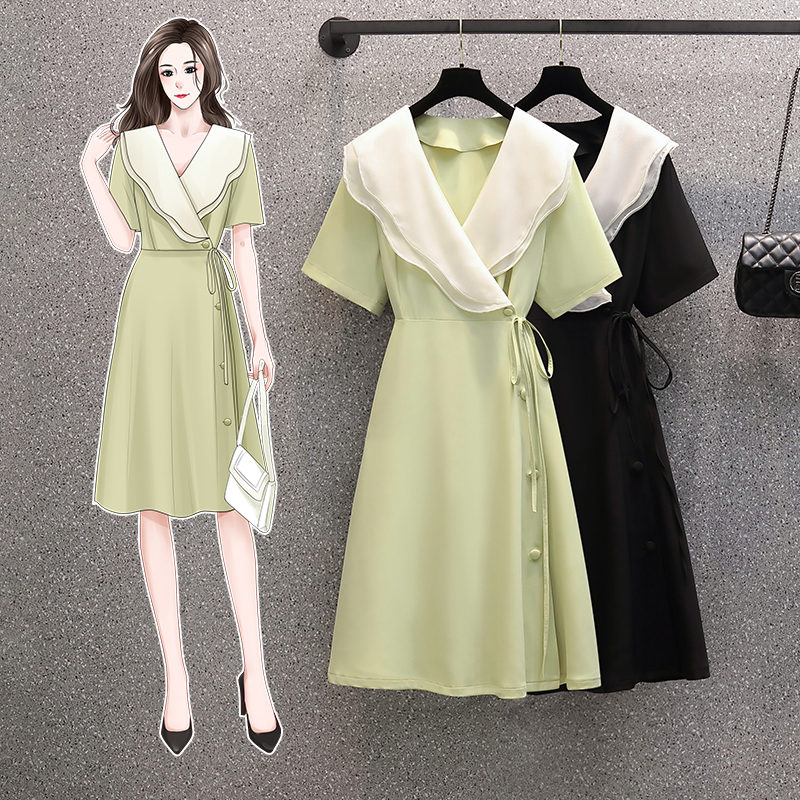 เดรสแขนสั้น มีไซส์ L-4XLอก 38-47 นิ้ว ใส่ได้ทั้งสาวหุ่นดีน่ารักจนถึงสาวอวบพลัสไซส์