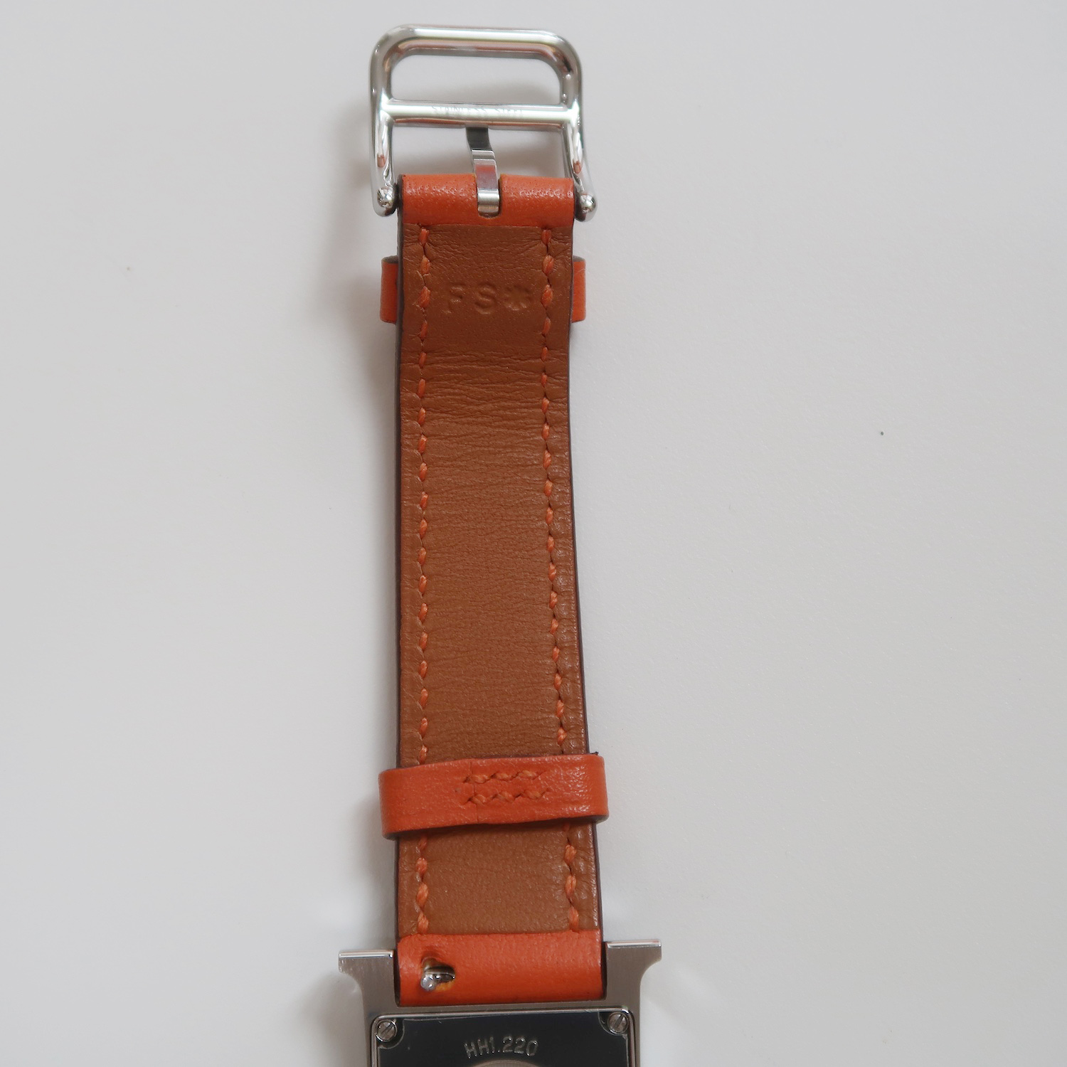 Hermes White Enamel Orange Swift H Hour PM Watch