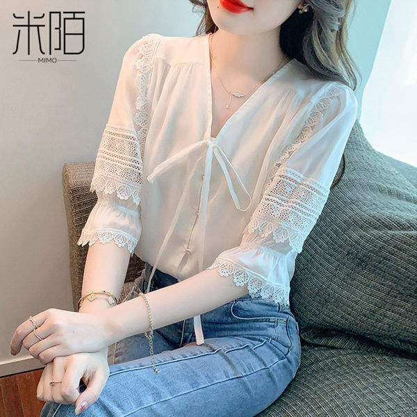 เสื้อลูกไม้ แขนสั้น