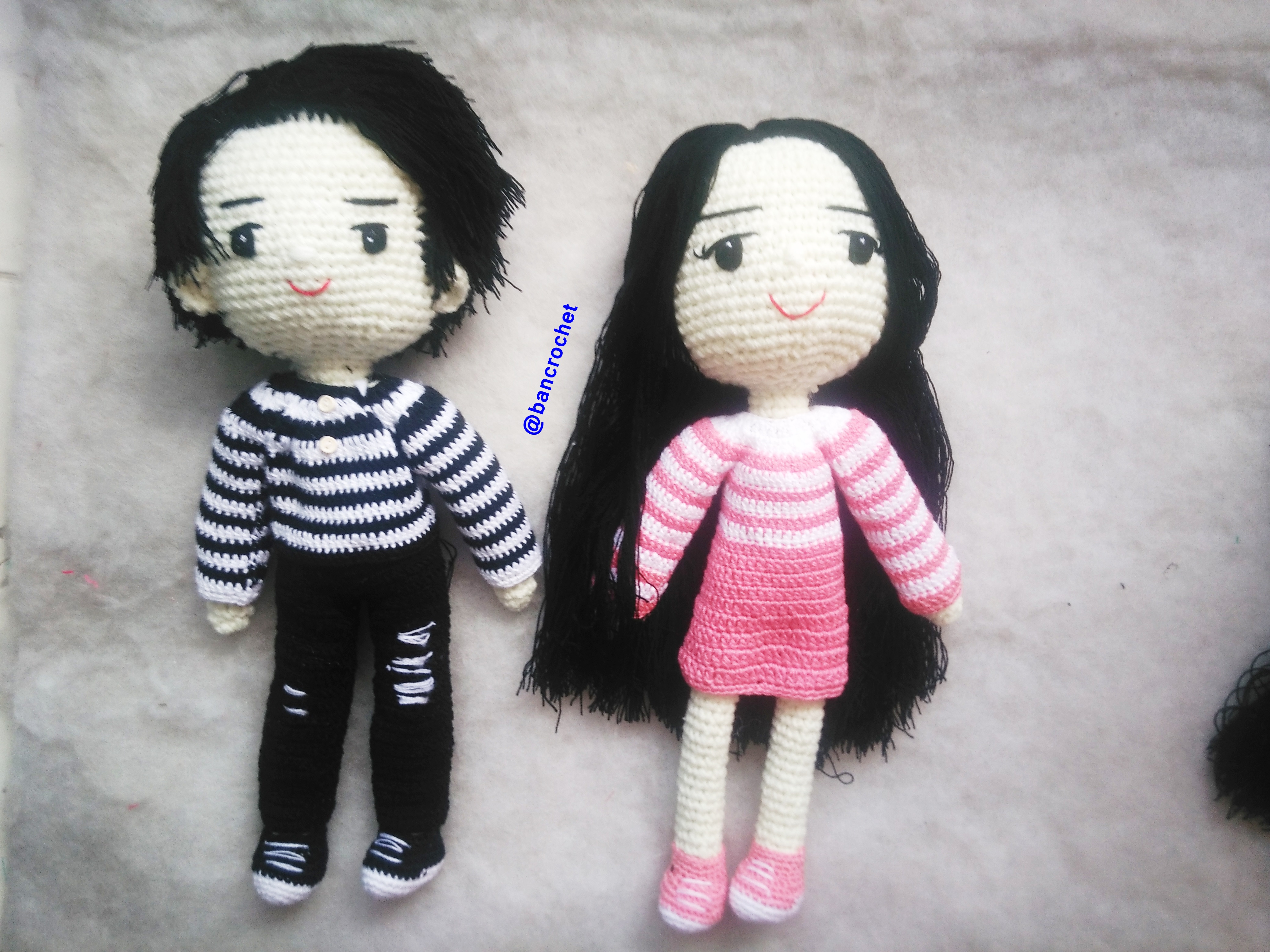 Bancrochet ตุ๊กตาคู่รักถักโครเชต์ Crochet couple doll หลากสี 11 นิ้ว